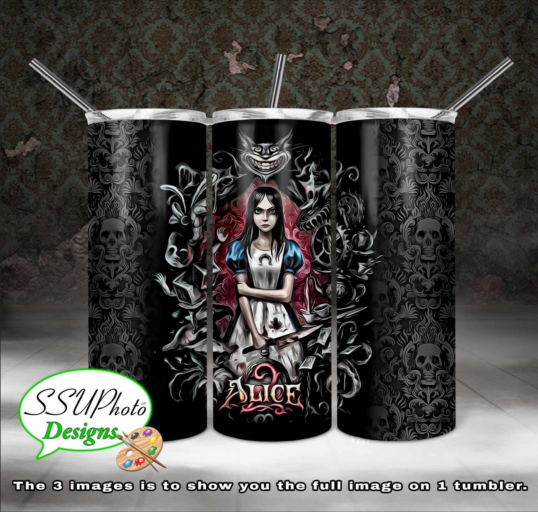 Evil Alice Collection 20 OZ Skinny TumblerD Digital Design