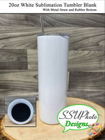 Blank 20oz Straight Sublimation WhiteTumblers