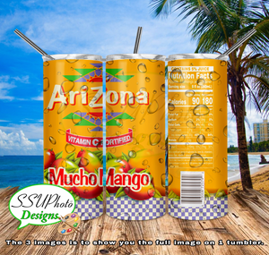 Arizona MuchMango 20 OZ Skinny TumblerD Digital Design