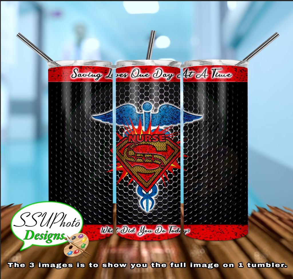 Super Nurse 20 OZ Skinny TumblerD Digital Design