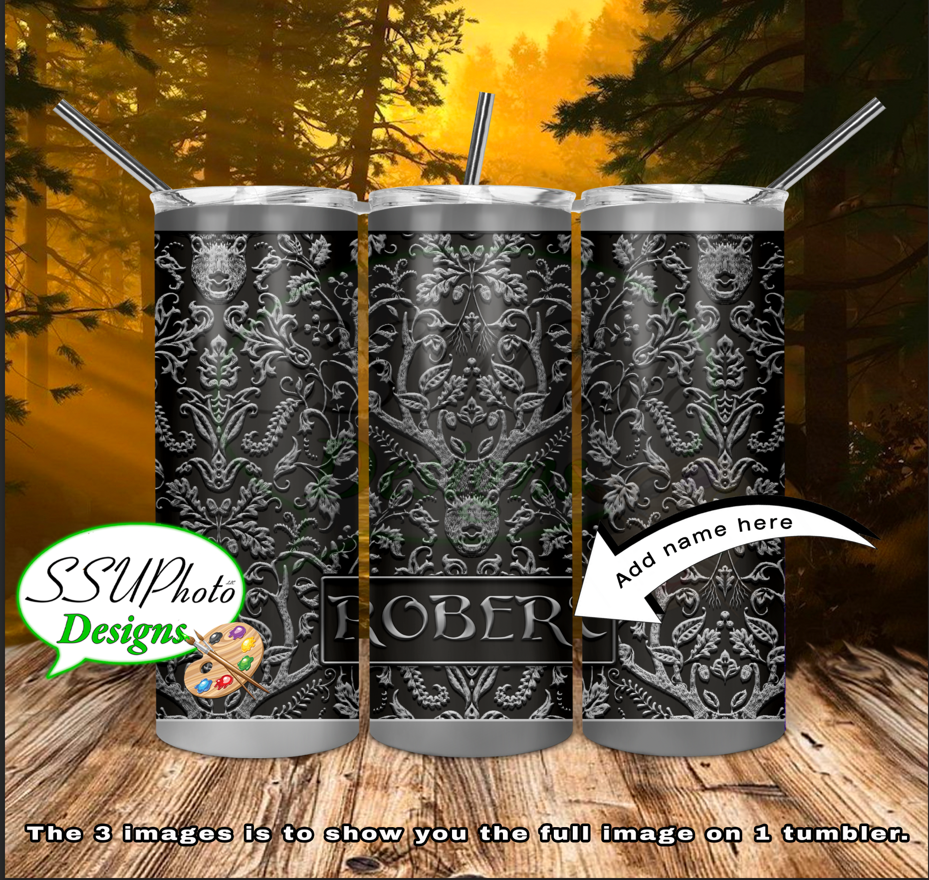Hunter Personalized 20 OZ Skinny TumblerD Digital Design