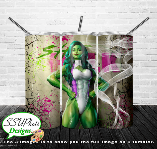 She Hulk 20 OZ Skinny TumblerD Digital Design