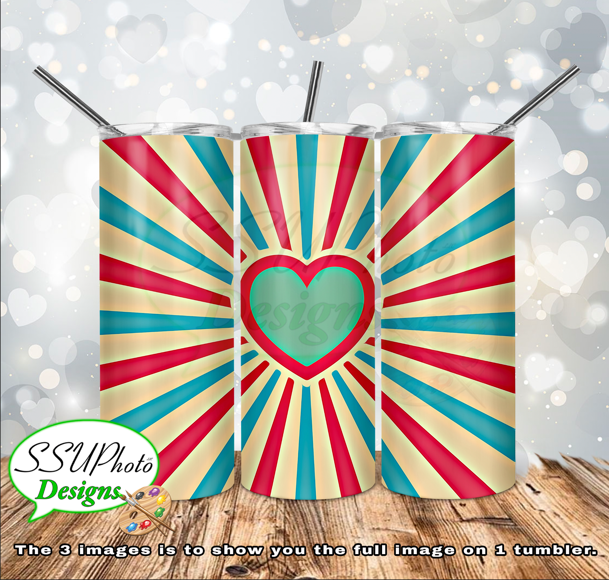 Retro Hearts  Tumbler