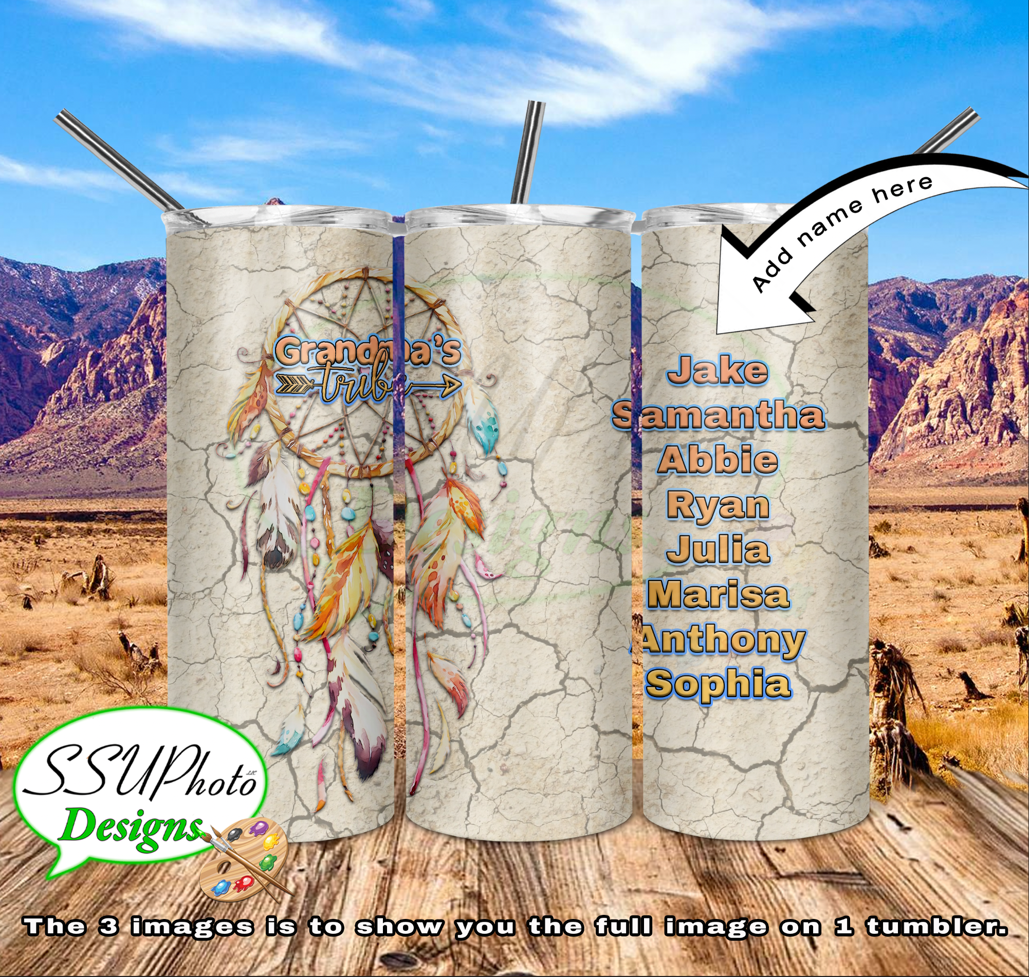 Grandmas Tribe Dream catcher with/ without Names 20 OZ Skinny TumblerD Digital Design