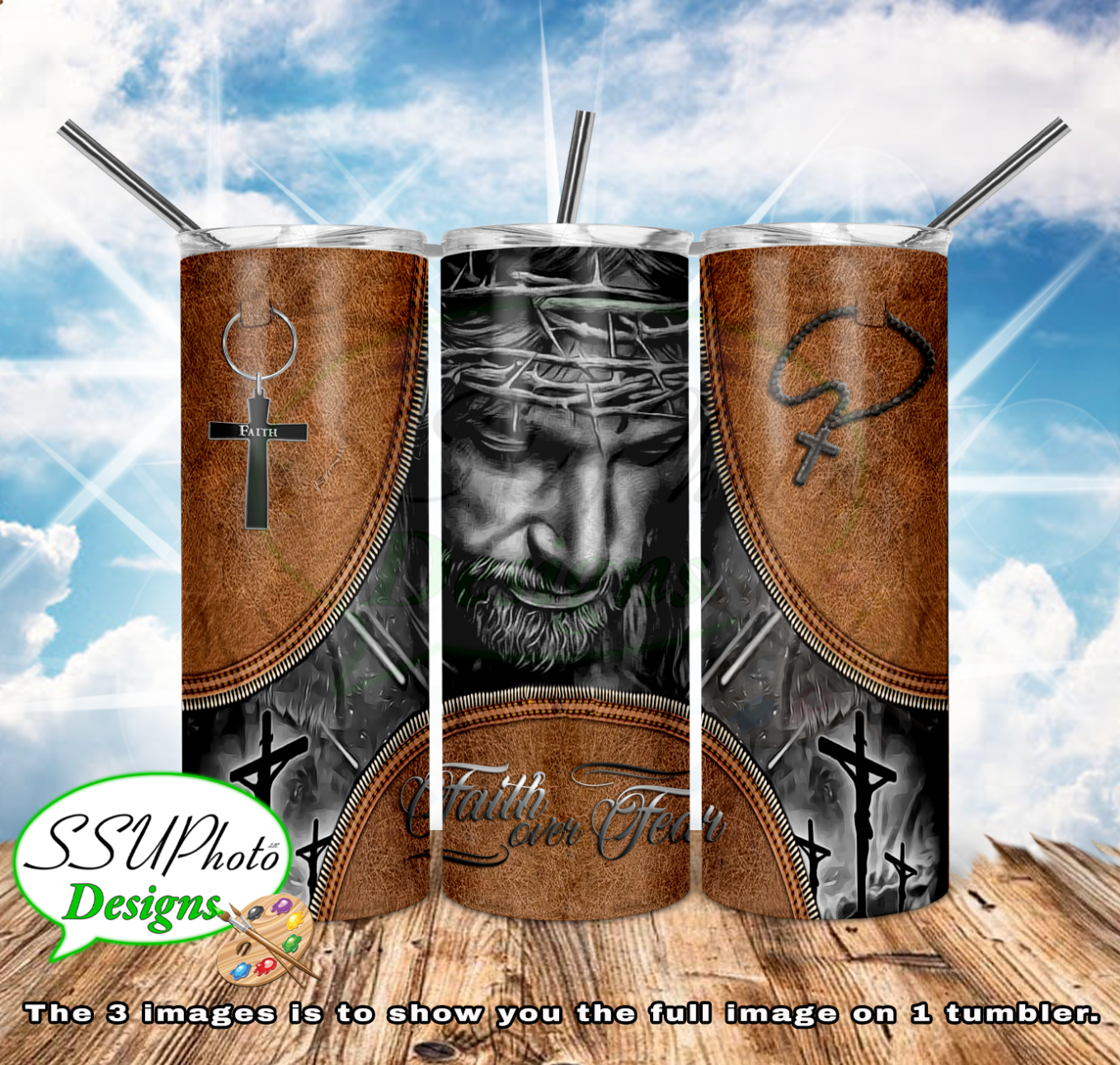 Faith over Fear 20 oz and 30 OZ Skinny TumblerD Digital Design