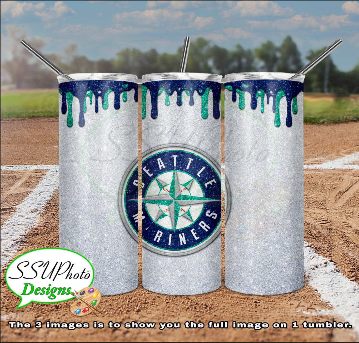 Baseball Glitter Collection  20 oz and 30 OZ Skinny TumblerD Digital Design