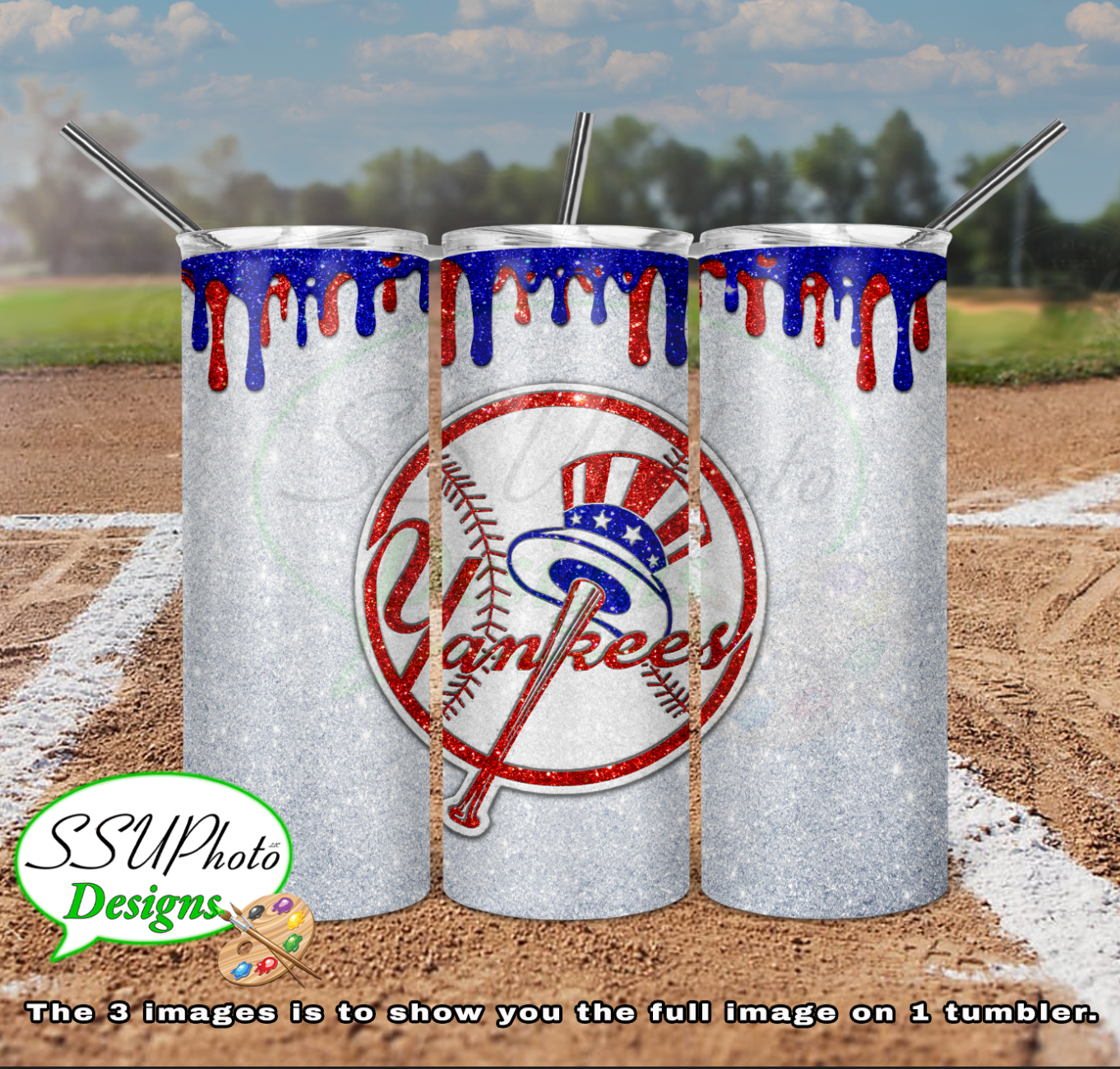 Baseball Glitter Collection  20 oz and 30 OZ Skinny TumblerD Digital Design