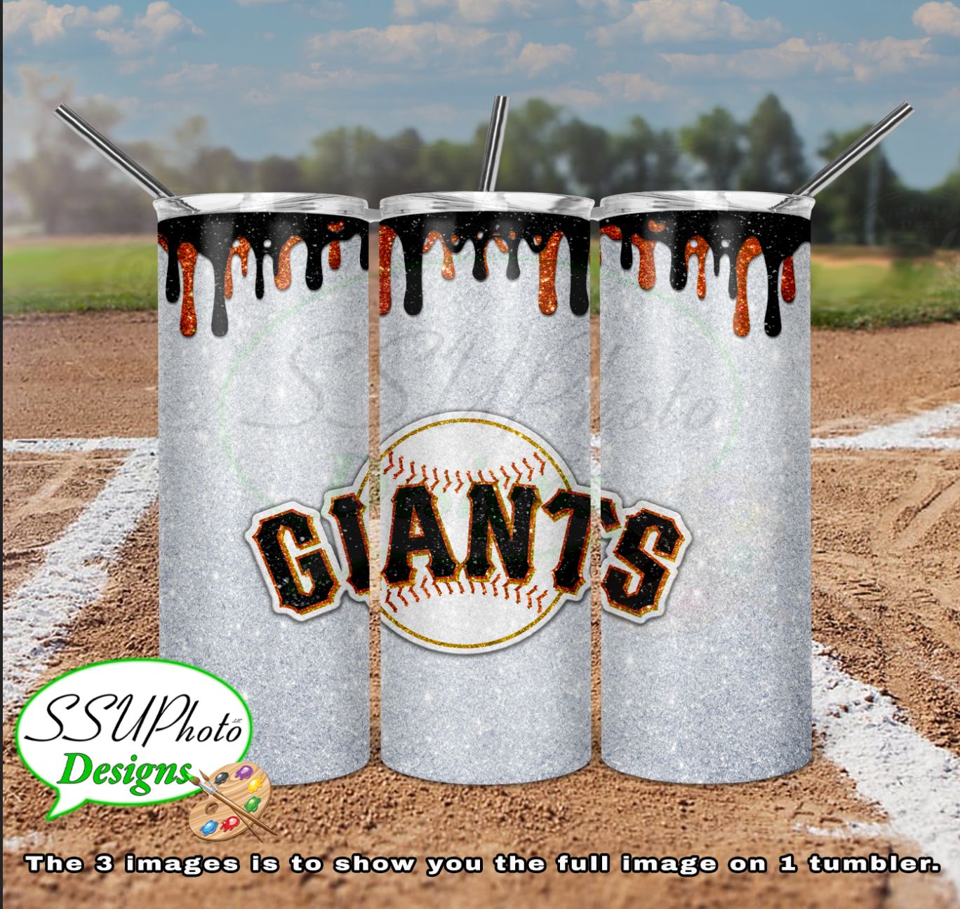 Baseball Glitter Collection  20 oz and 30 OZ Skinny TumblerD Digital Design