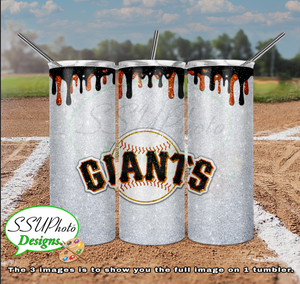 Baseball Glitter Collection  20 oz and 30 OZ Skinny TumblerD Digital Design