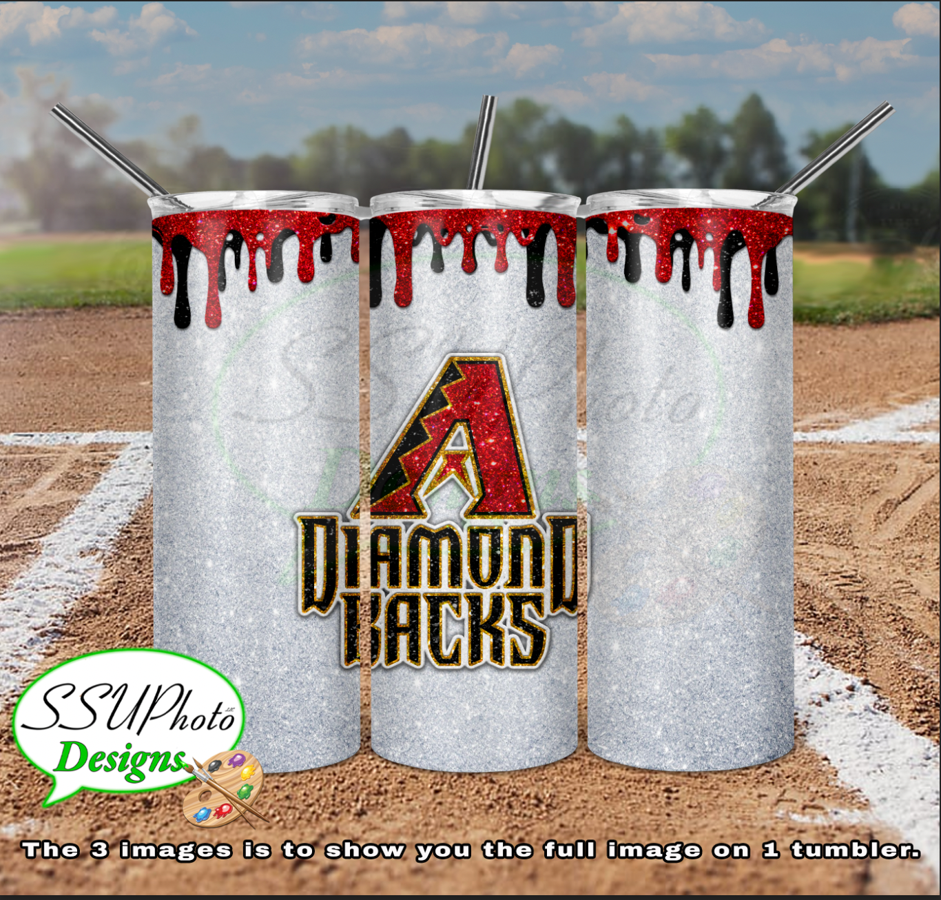 Baseball Glitter Collection  20 oz and 30 OZ Skinny TumblerD Digital Design