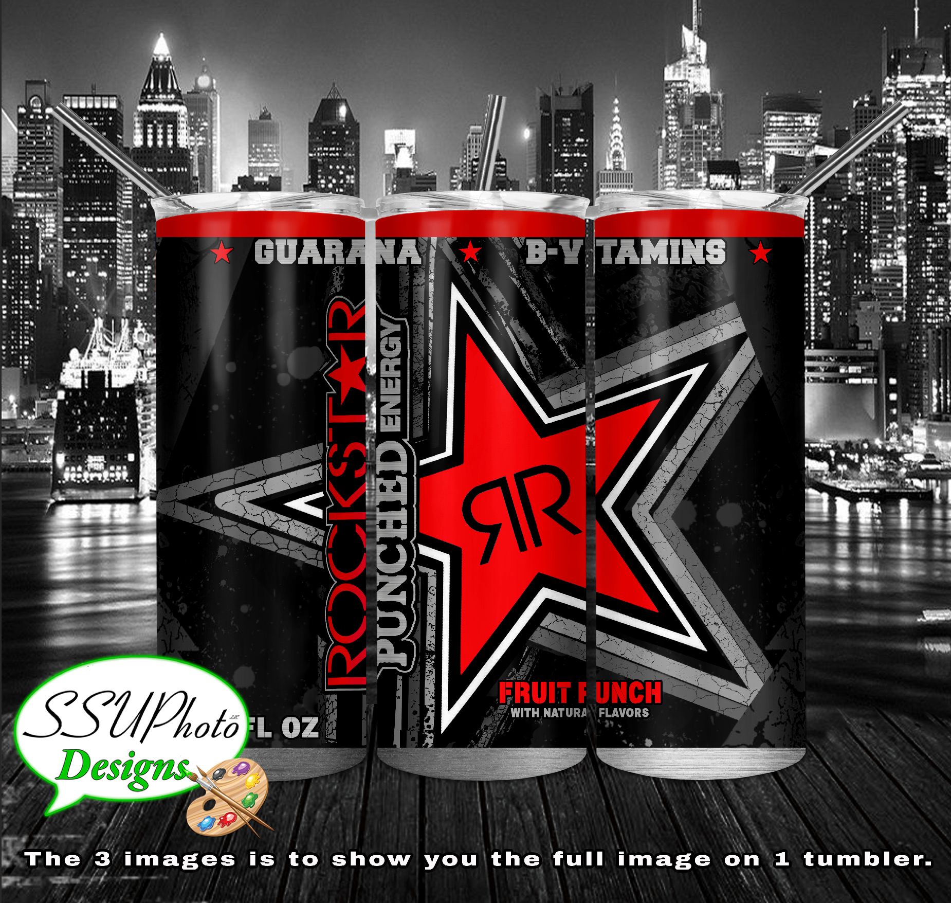 Rockstar Punched 20 OZ and 30OZ Skinny TumblerD Digital Design