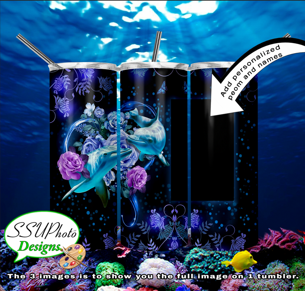 personalized Dolphins 20 oz and 30oz OZ Skinny TumblerD Digital Design