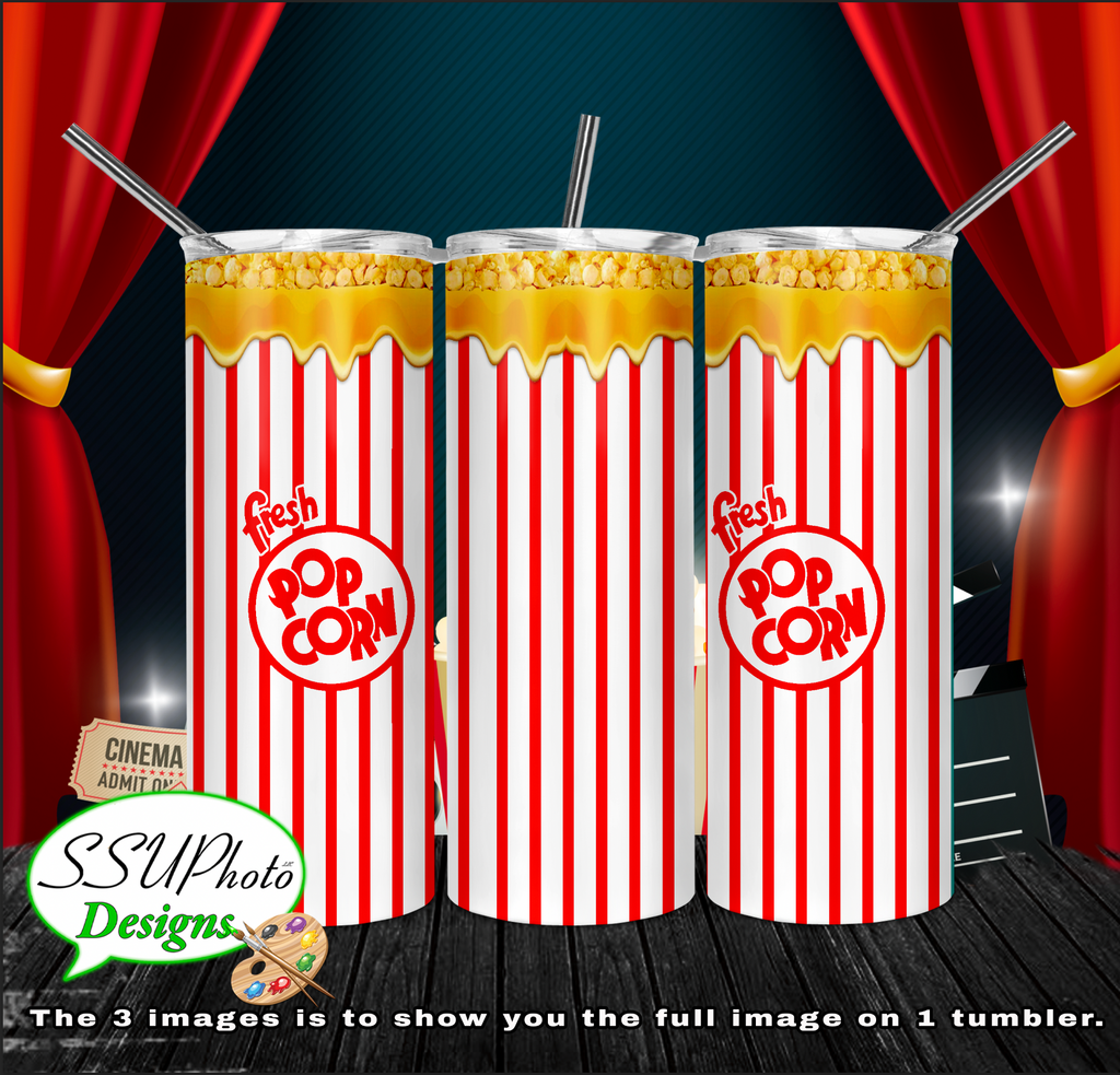 Popcorn 20 oz and 30oz OZ Skinny TumblerD Digital Design