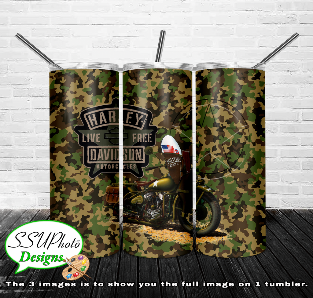 Harley Army 20 oz and 30oz OZ Skinny TumblerD Digital Design