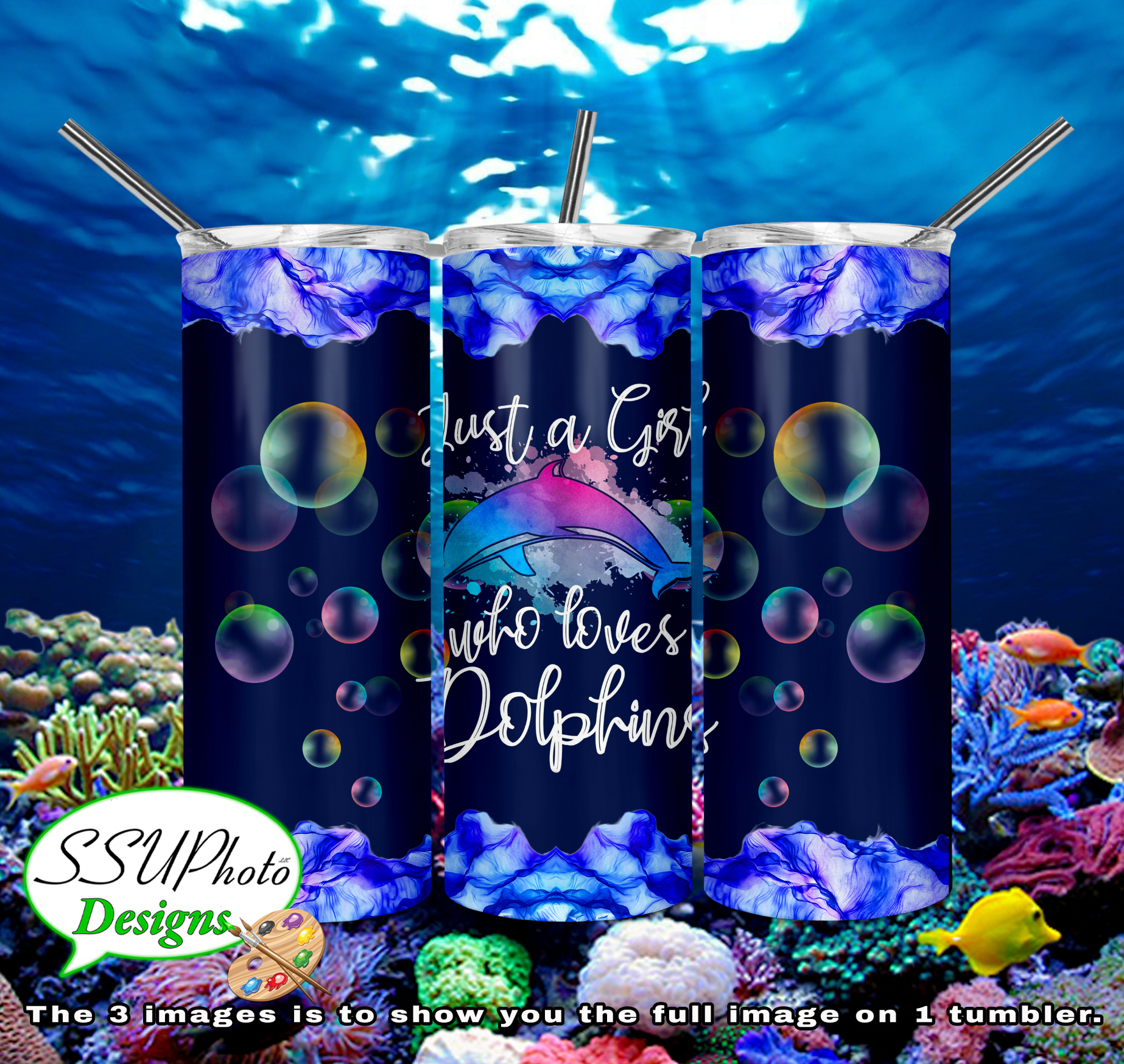 Just a Girl who likes Dolphins 20 oz and 30oz OZ Skinny TumblerD Digital Design