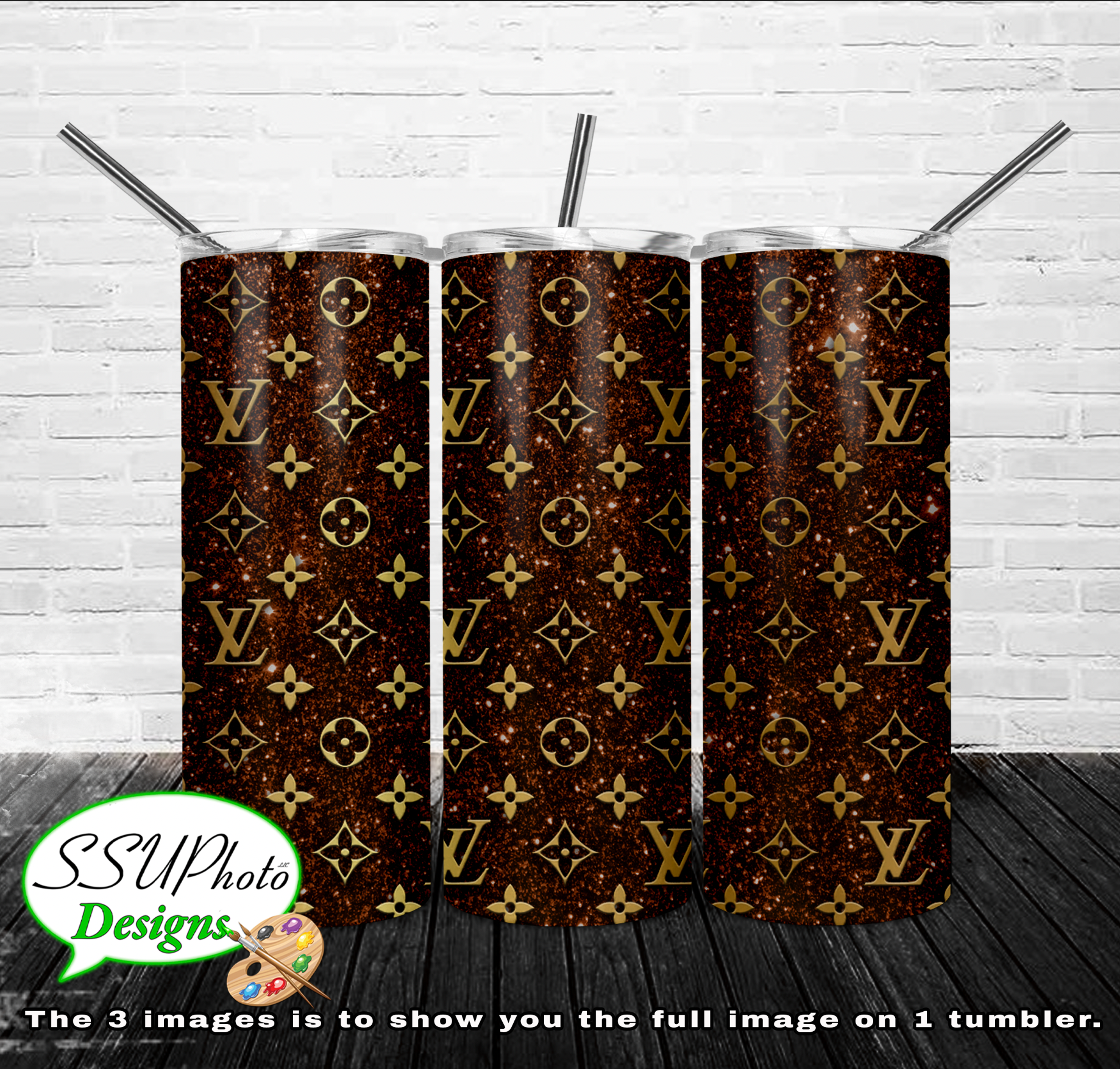 LV Glitter cold 20 oz and 30oz OZ Skinny TumblerD Digital Design
