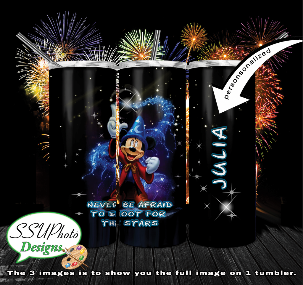 Shoot for the stars Mickey 20 oz and 30oz OZ Skinny TumblerD Digital Design