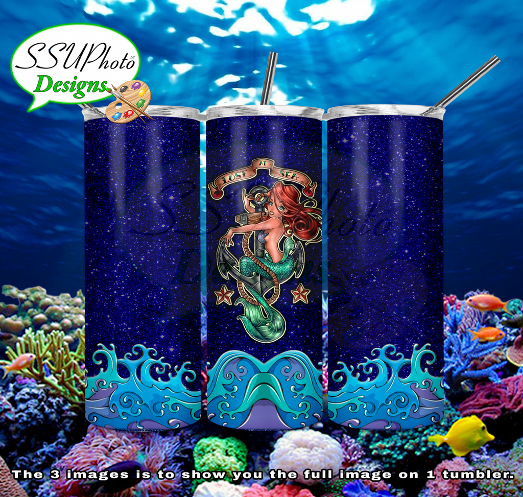 Ariel Lost at Sea 20 oz and 30oz OZ Skinny TumblerD Digital Design