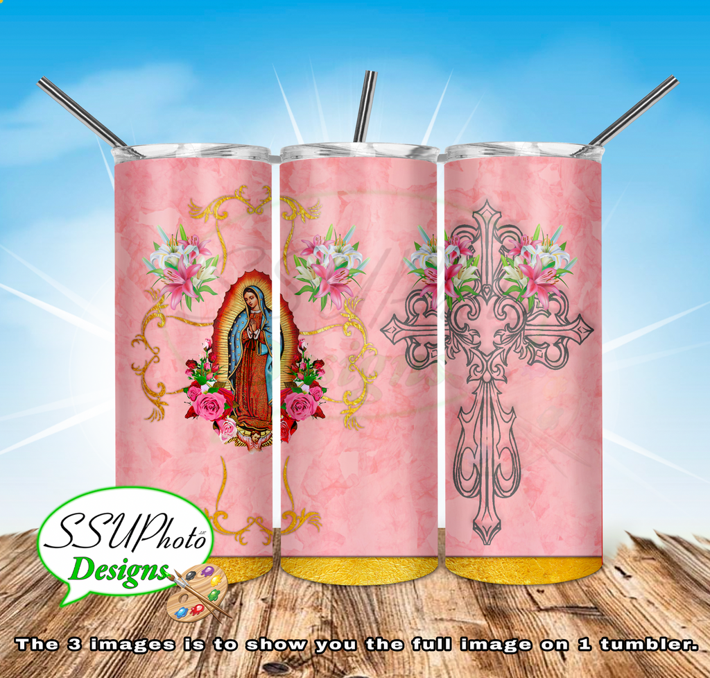 Virgen de Guadalup 20 oz and 30oz OZ Skinny TumblerD Digital Design
