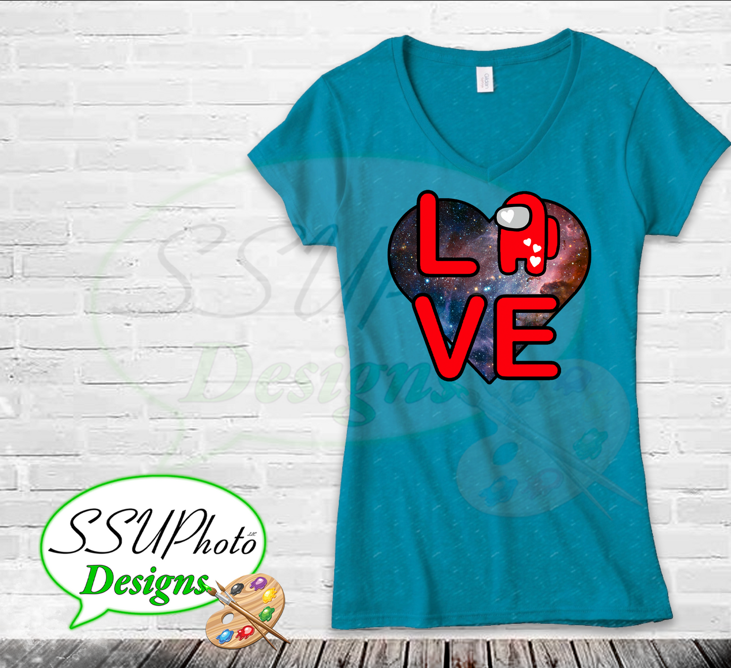 Love is Among Us Ladies V-neck T-Shirts