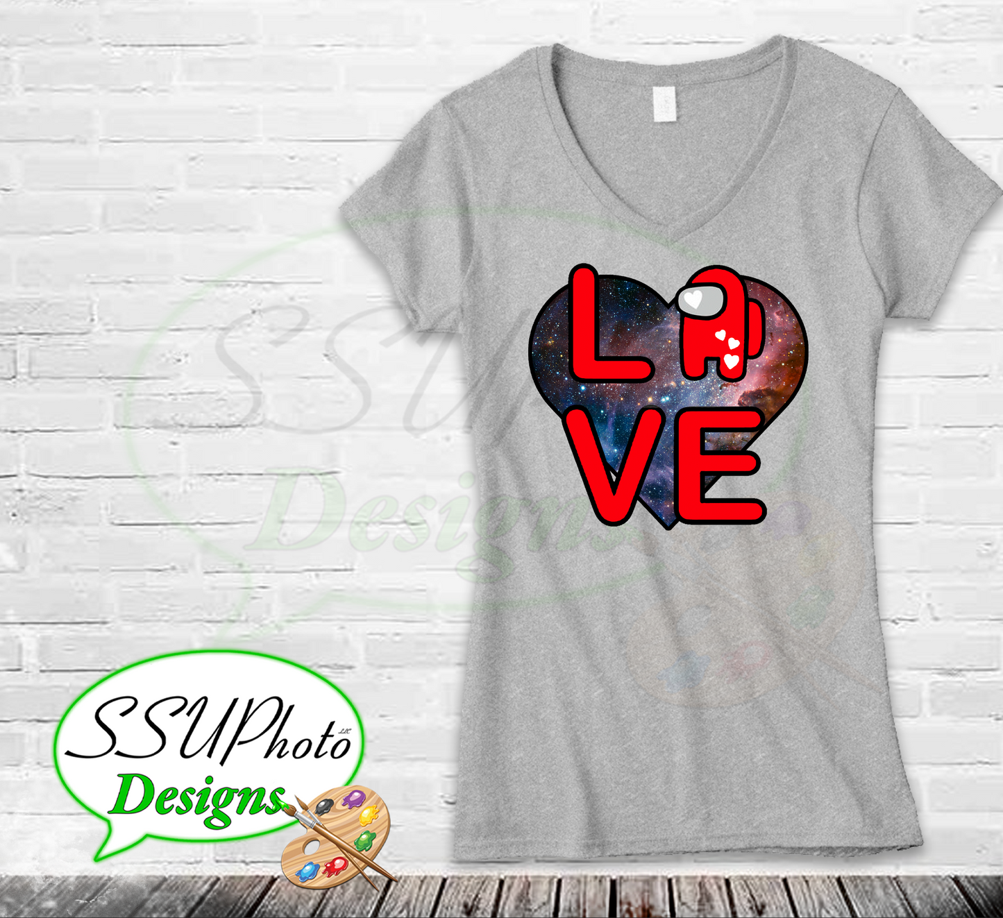 Love is Among Us Ladies V-neck T-Shirts