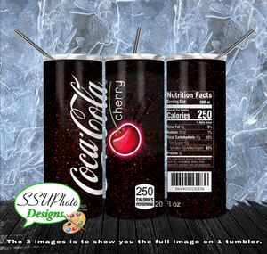 Cherry Cola 20 oz and 30oz OZ Skinny TumblerD Digital Design