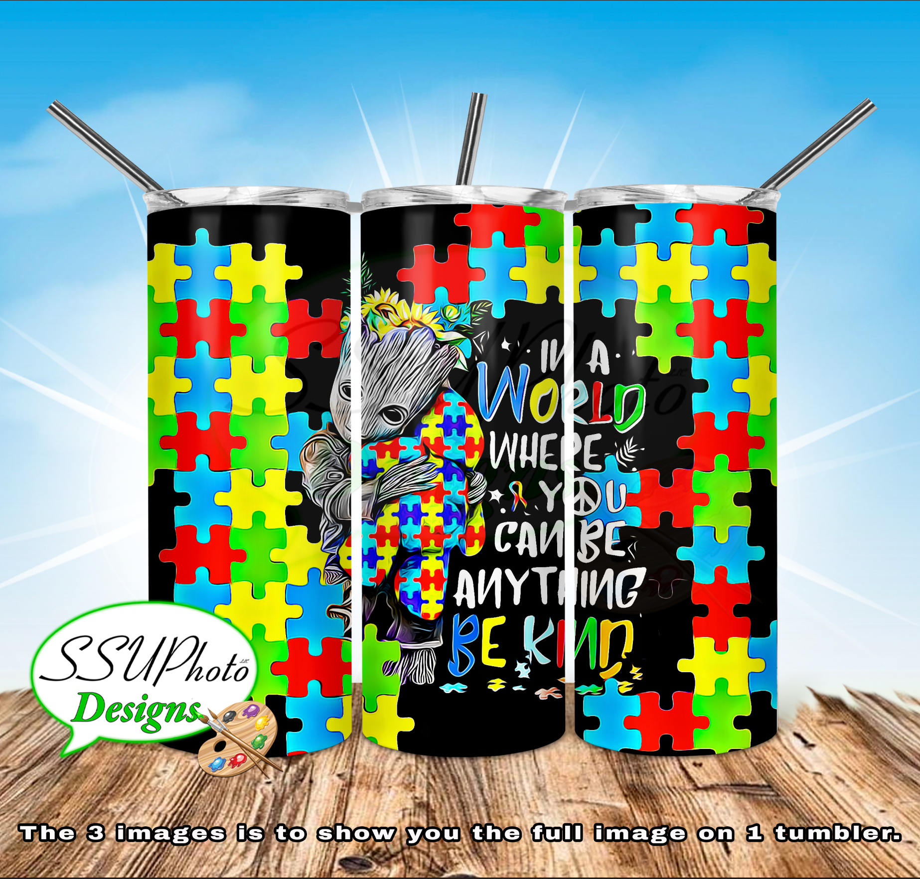 Groot Autism   20 oz and 30oz OZ Skinny TumblerD Digital Design