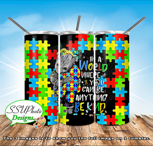 Groot Autism   20 oz and 30oz OZ Skinny TumblerD Digital Design