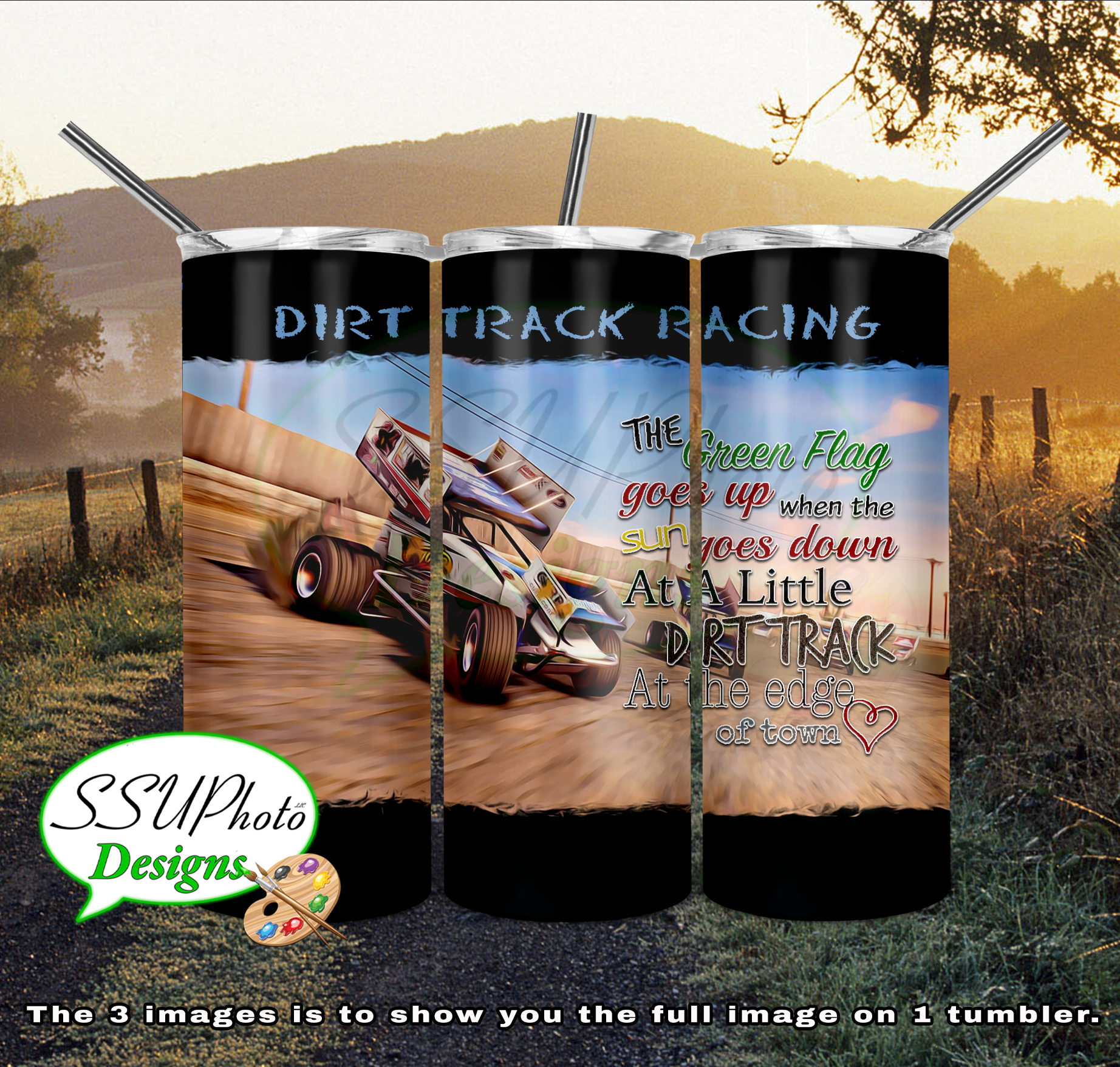 Dirt Track Racing 20 oz and 30oz OZ Skinny TumblerD Digital Design