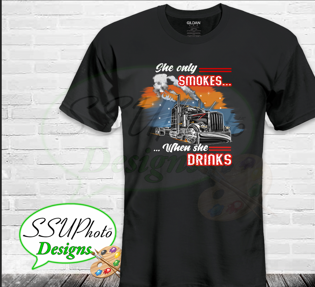 She Only Smokes When She Drinks Shirt Design Digital Design