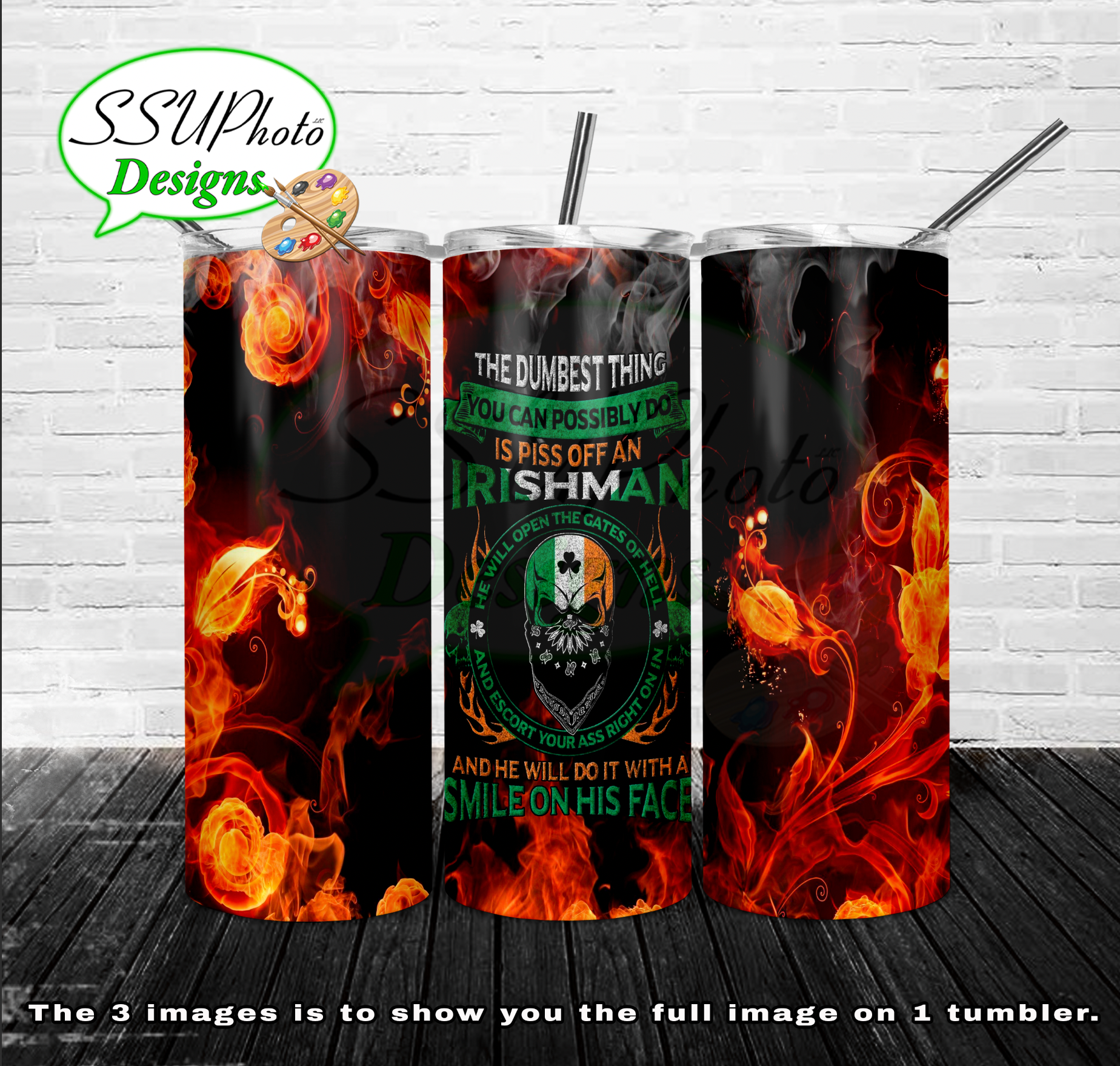 Irishman 20 oz and 30oz OZ Skinny TumblerD Digital Design