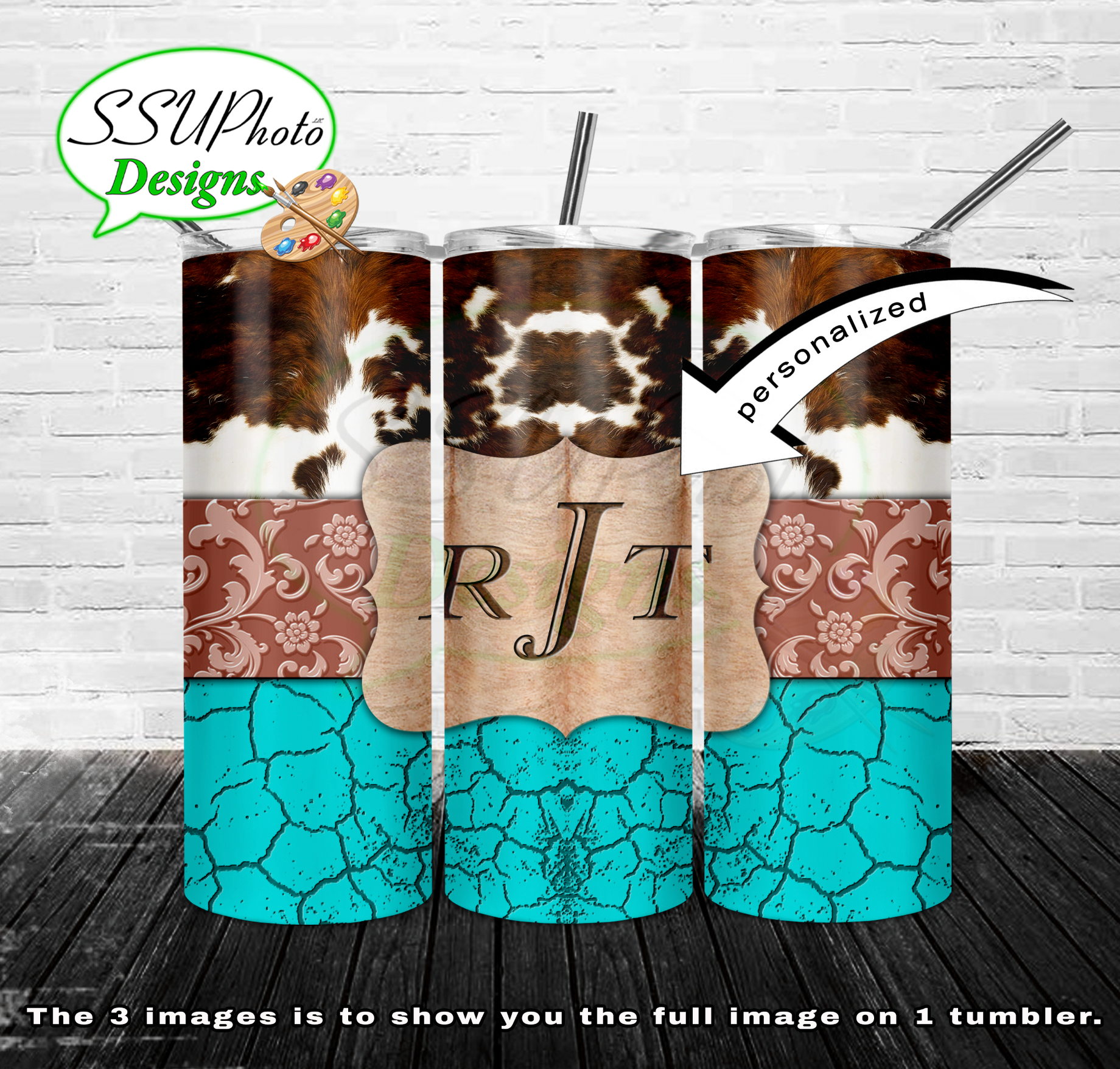 cowhide western 20 oz and 30oz OZ Skinny TumblerD Digital Design