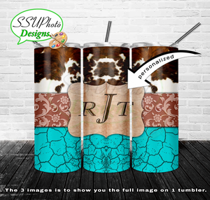 cowhide western 20 oz and 30oz OZ Skinny TumblerD Digital Design