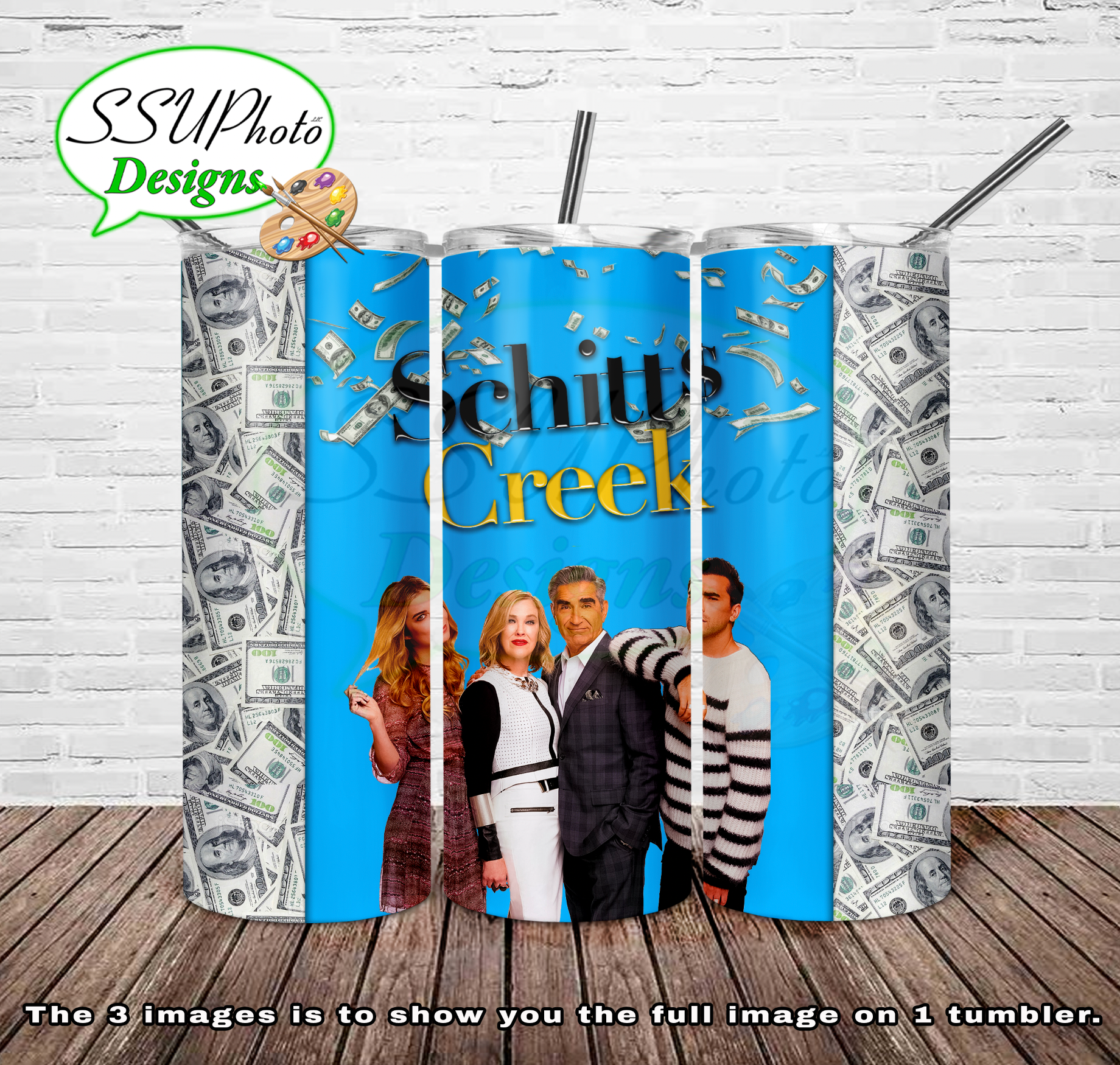 Schitts Creek money 20 oz and 30oz OZ Skinny TumblerD Digital Design