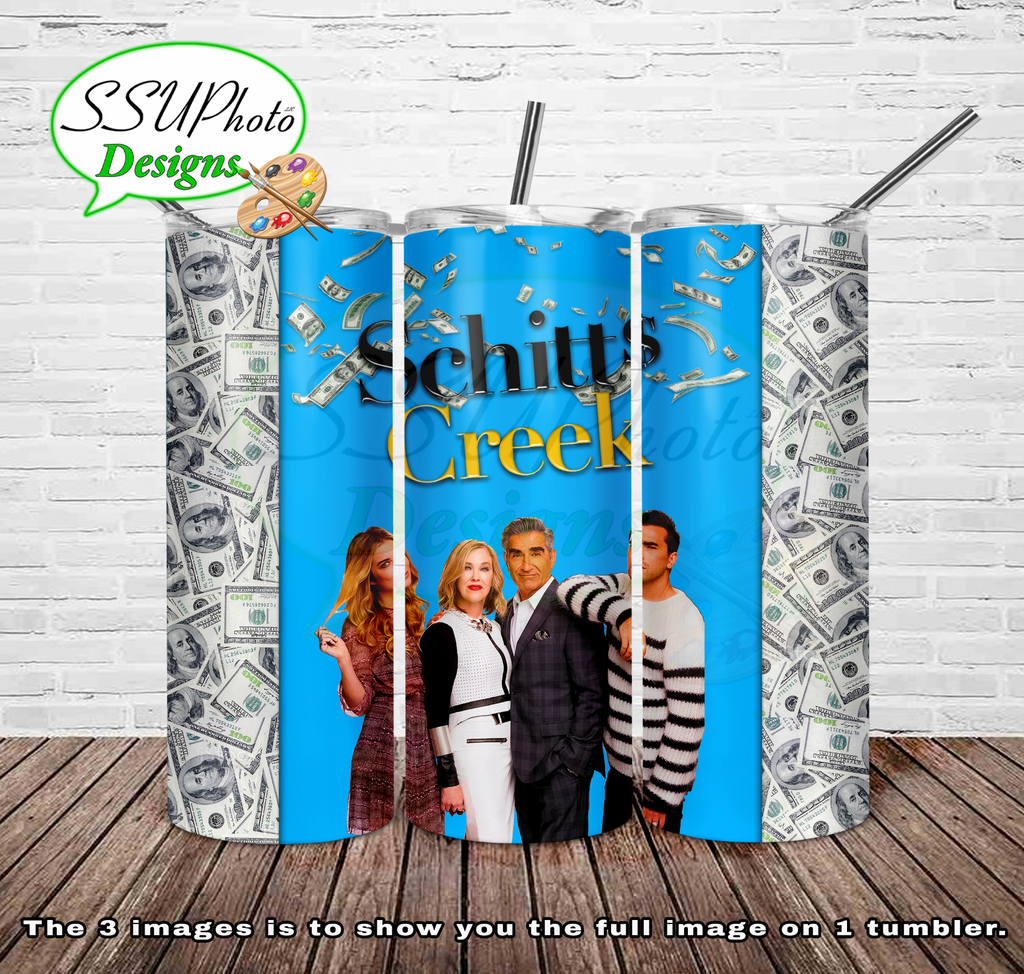 Schitts Creek money 20 oz and 30oz OZ Skinny TumblerD Digital Design