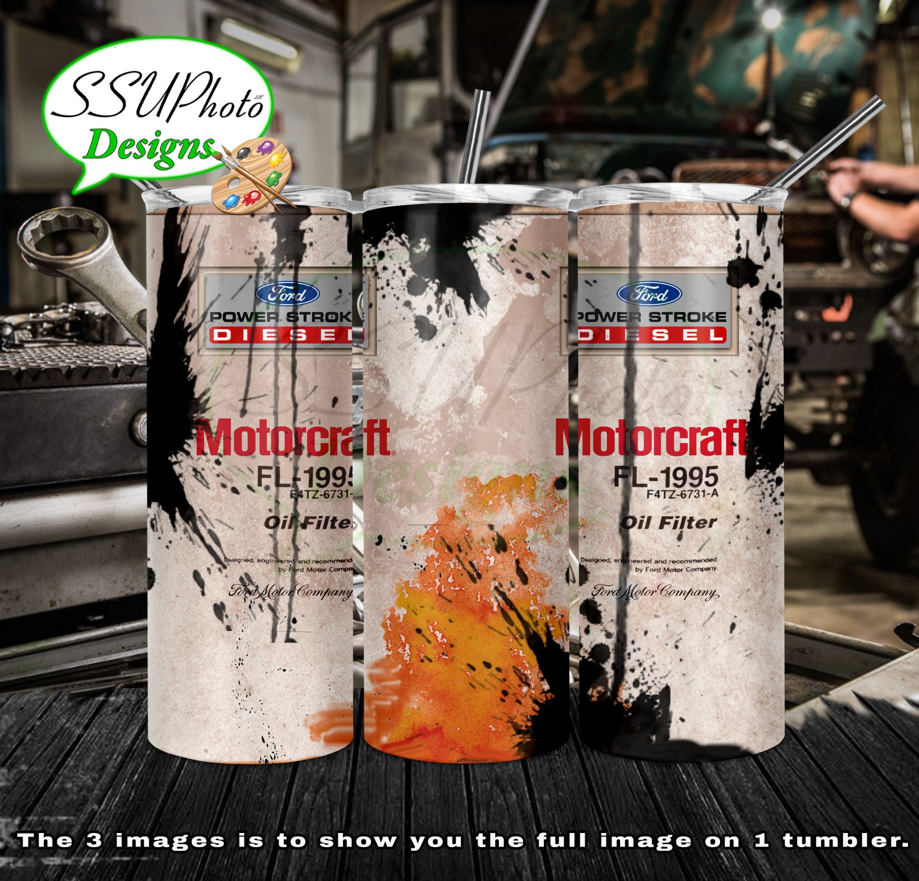 Motorcraft Filter Power  20 oz and 30oz OZ Skinny TumblerD Digital Design
