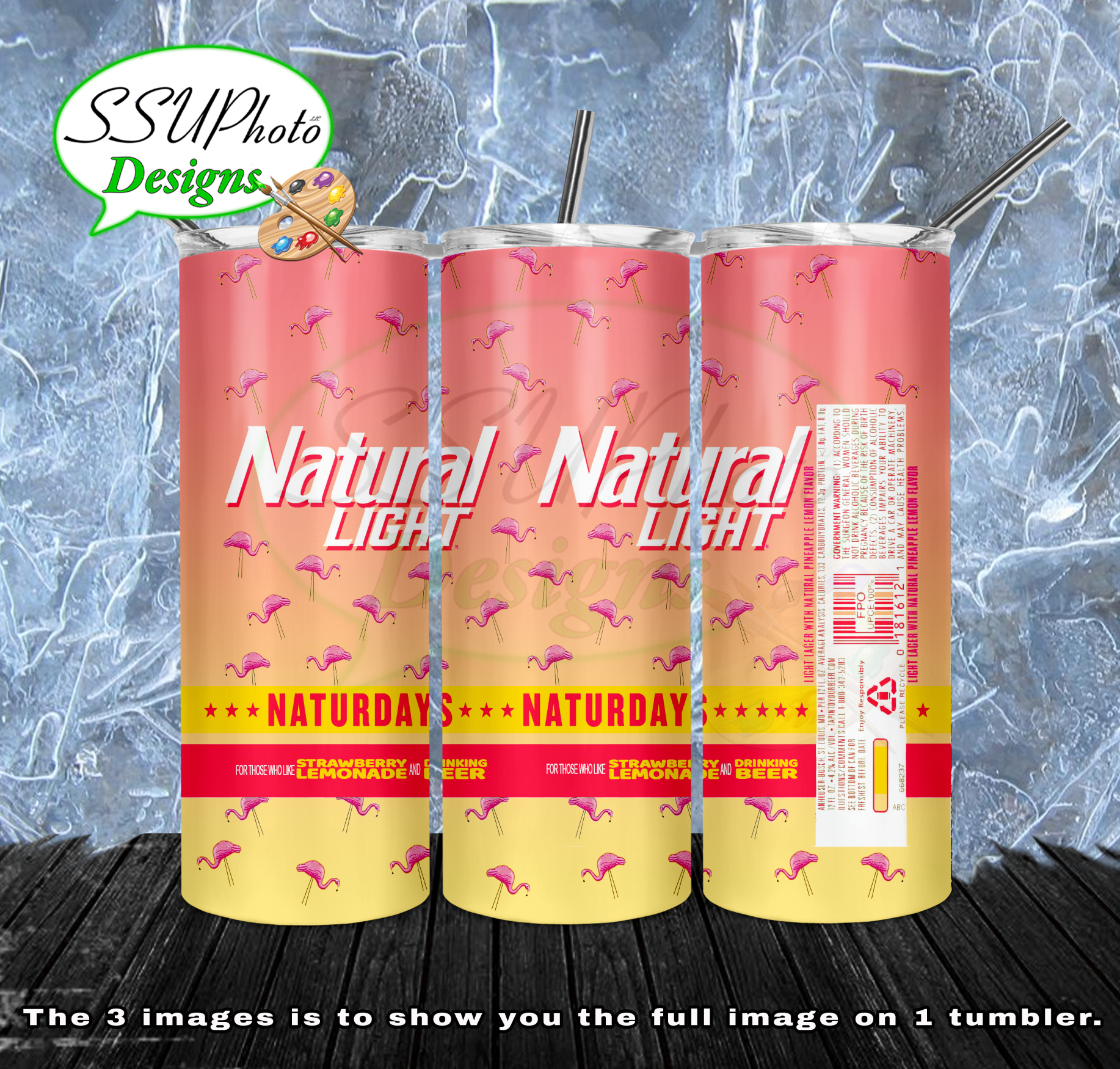 Natural light Strawberry Lemonade  20 oz and 30oz OZ Skinny TumblerD Digital Design