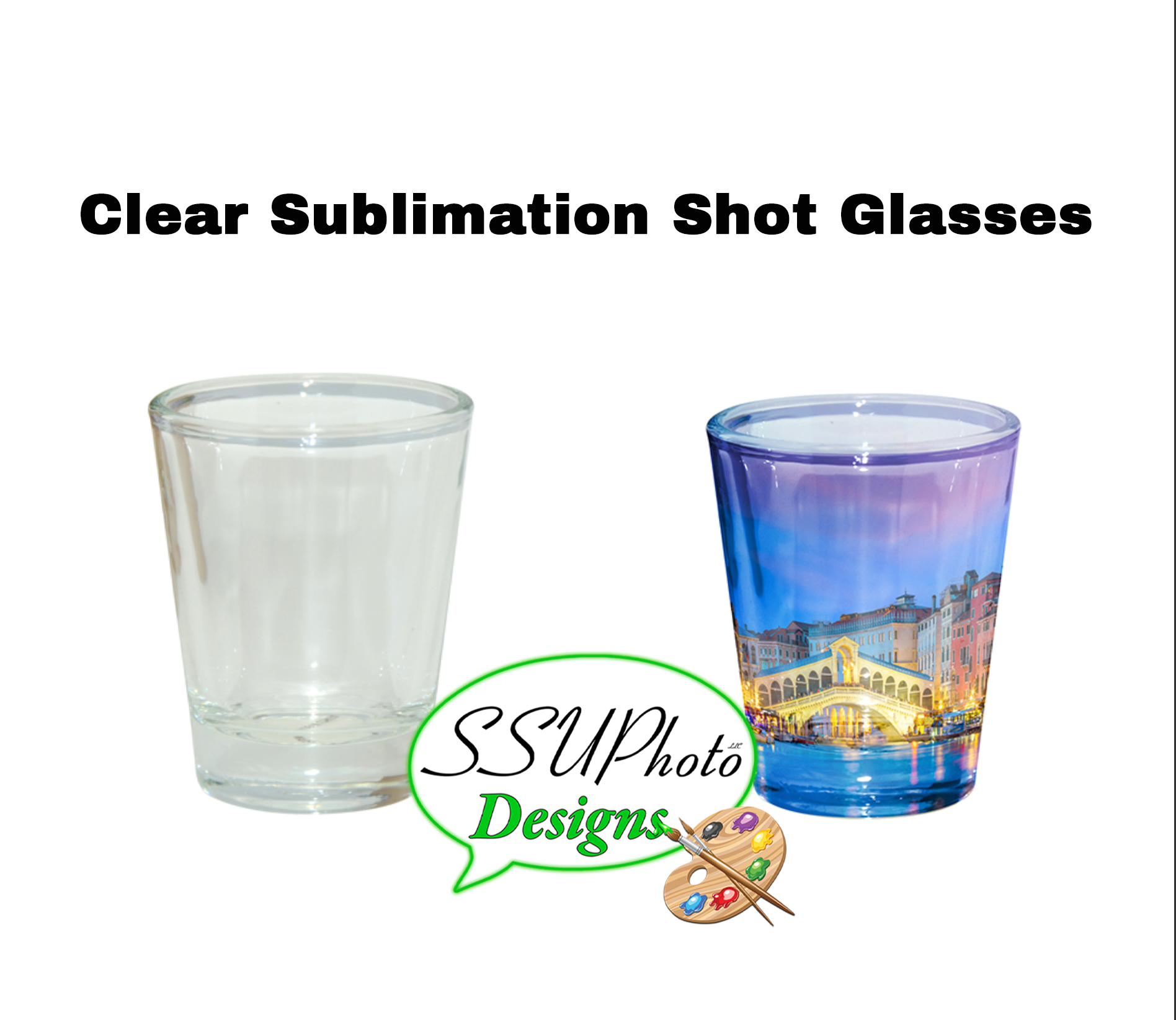 (set of 2) Sublimation Clear Shot Glasses