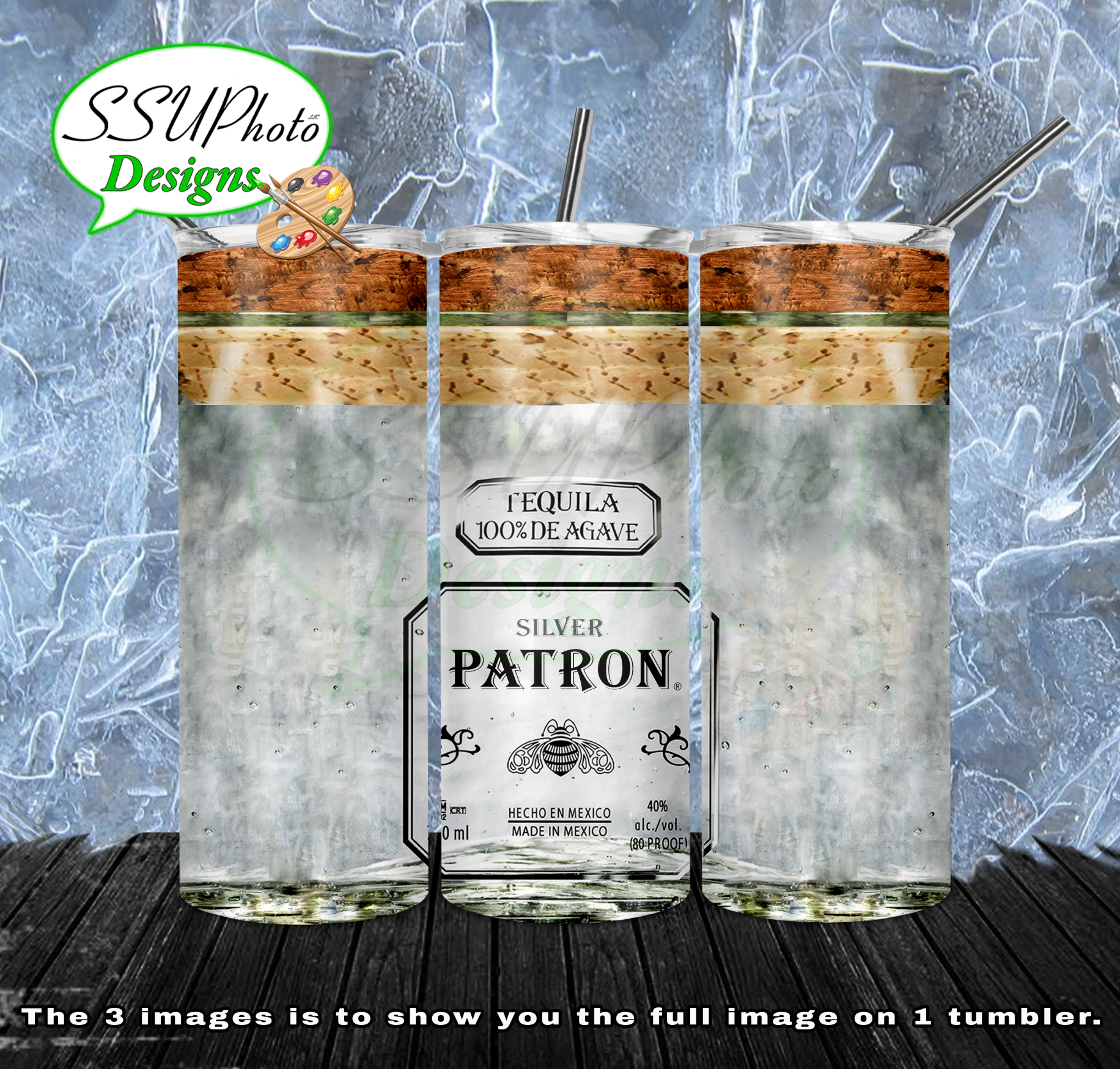 Patron Silver 20 oz and 30oz OZ Skinny TumblerD Digital Design