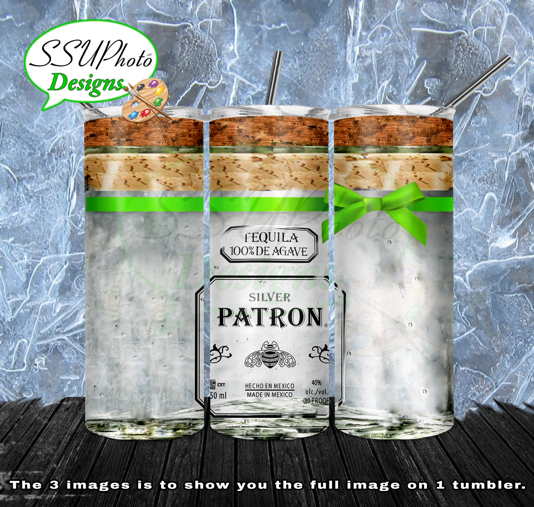 Patron Silver 20 oz and 30oz OZ Skinny TumblerD Digital Design