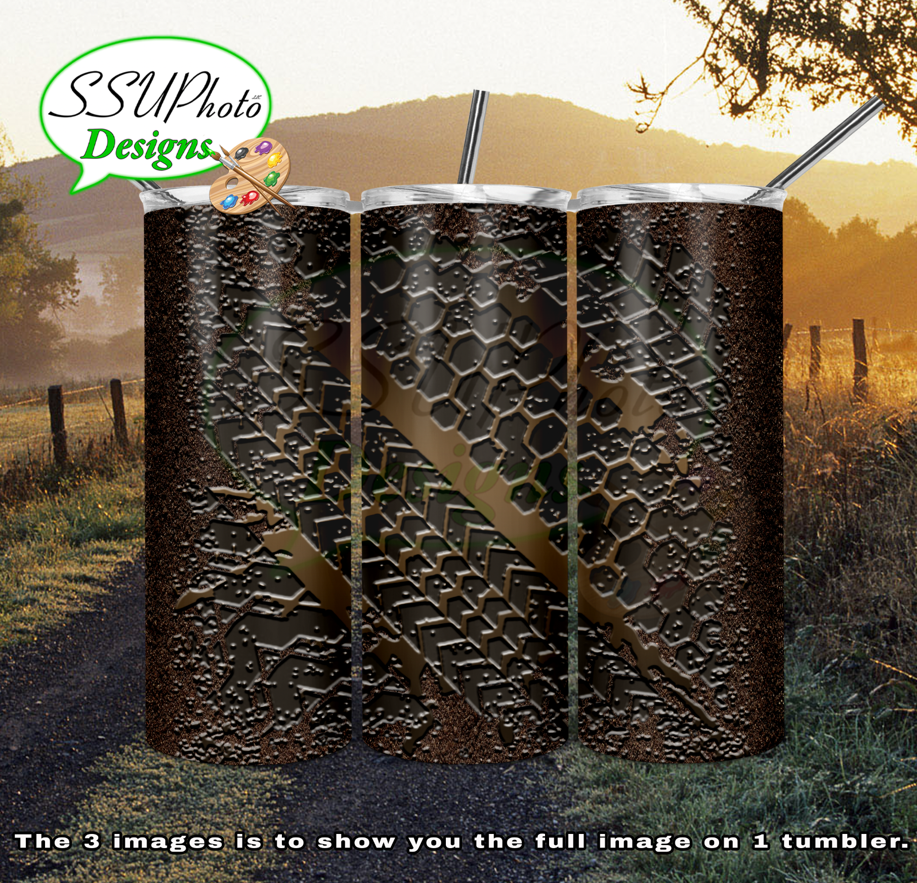 Mud tracks Multiple Colors 20 oz and 30oz OZ Skinny TumblerD Digital Design