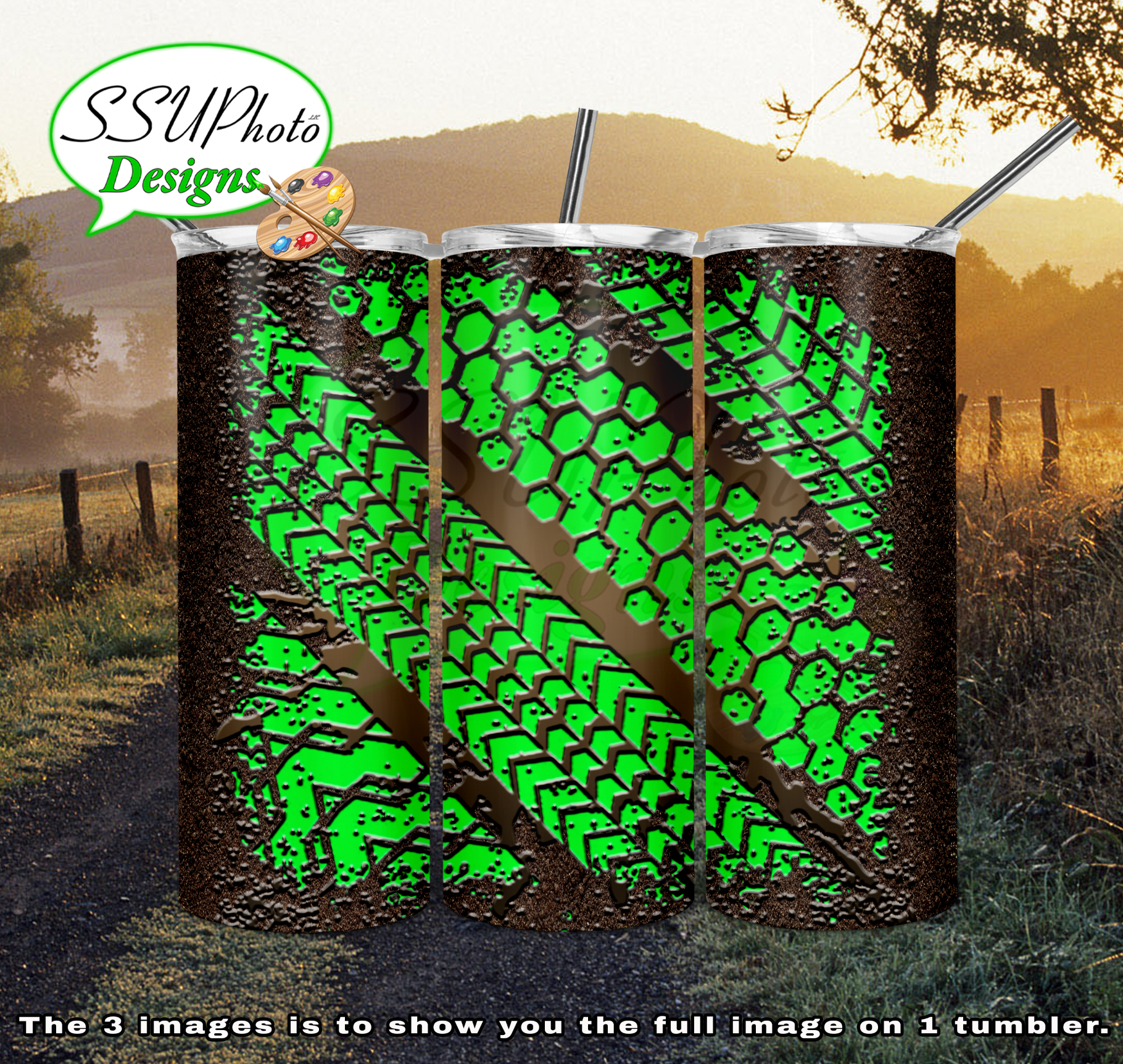 Mud tracks Multiple Colors 20 oz and 30oz OZ Skinny TumblerD Digital Design