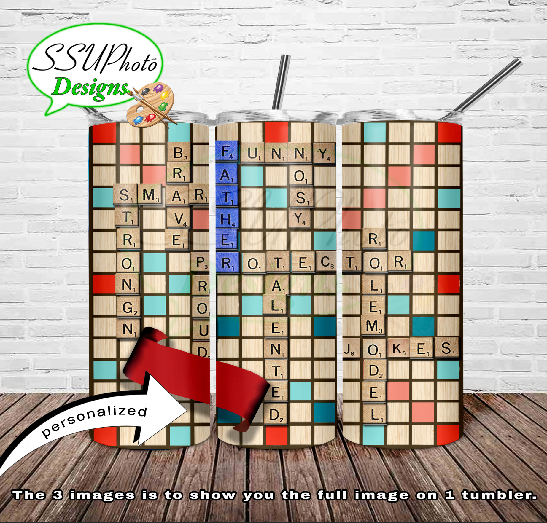 Scrabble Family Collection 20 oz and 30oz OZ Skinny TumblerD Digital Design