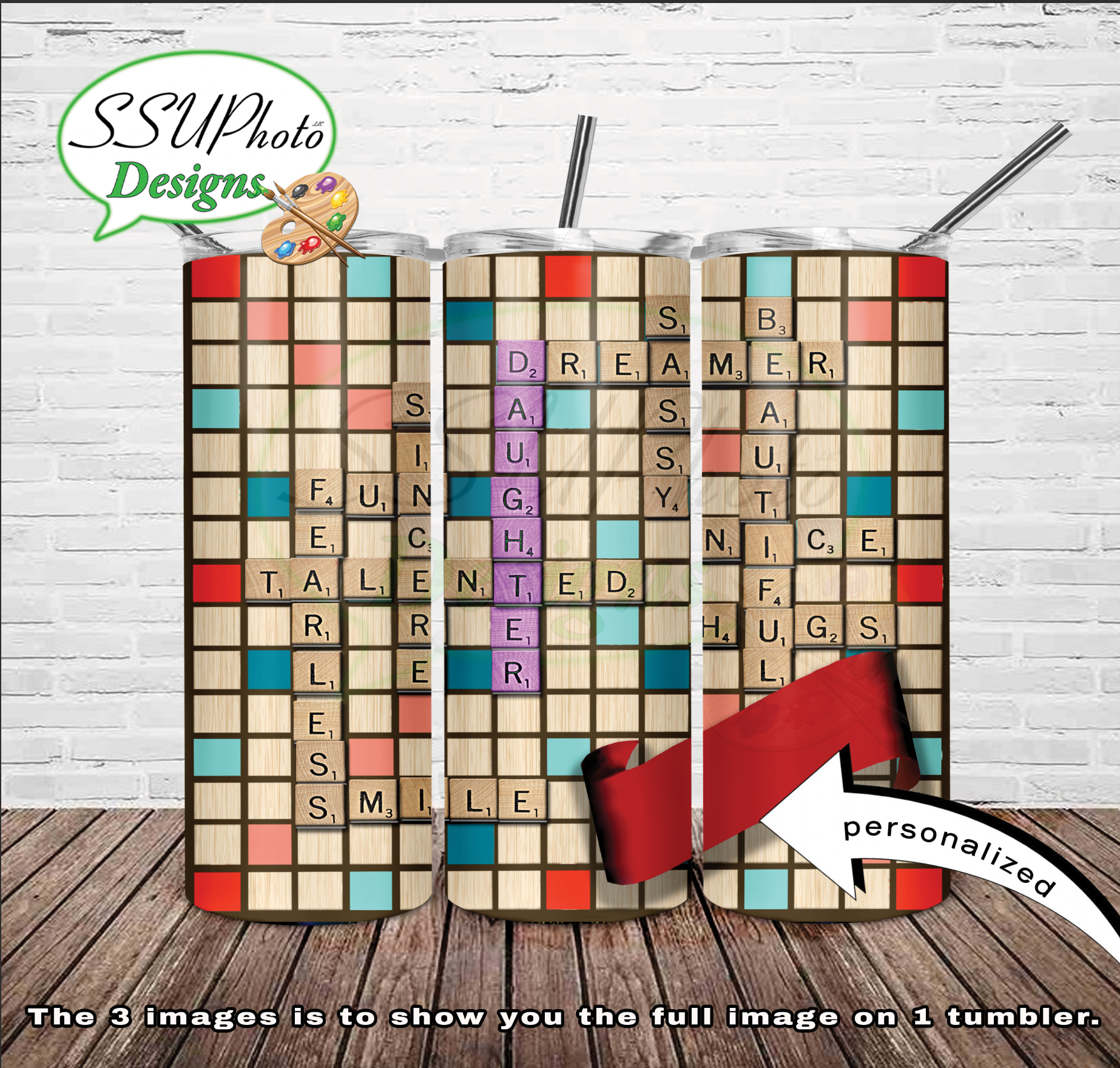 Scrabble Family Collection 20 oz and 30oz OZ Skinny TumblerD Digital Design