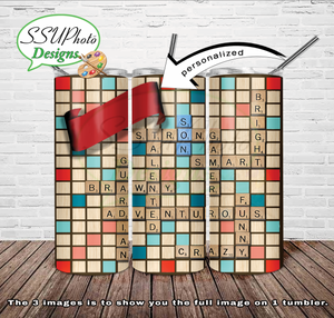 Scrabble Family Collection 20 oz and 30oz OZ Skinny TumblerD Digital Design