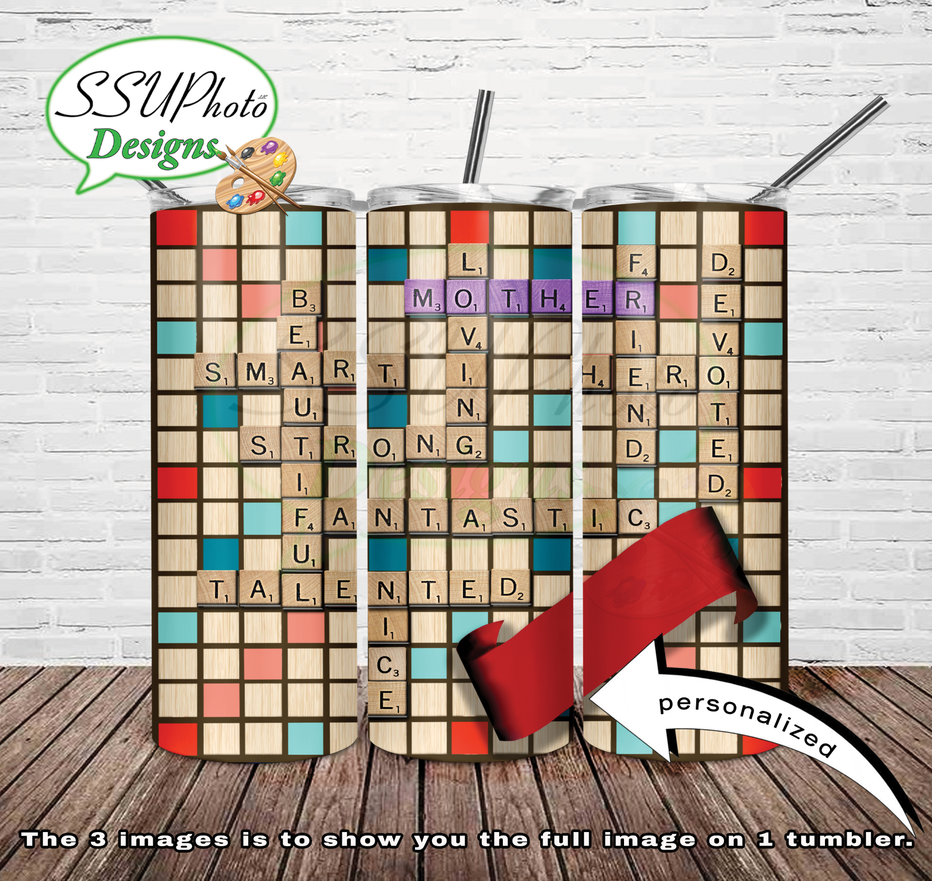 Scrabble Family Collection 20 oz and 30oz OZ Skinny TumblerD Digital Design