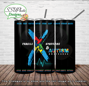 Fragile X and Autism 20 oz and 30oz OZ Skinny TumblerD Digital Design