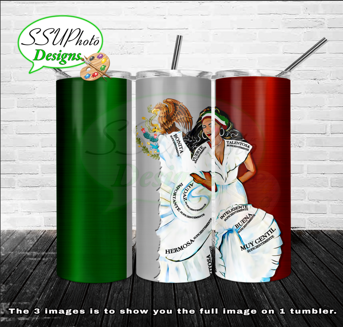 Mexico Girl 20 oz and 30oz OZ Skinny TumblerD Digital Design