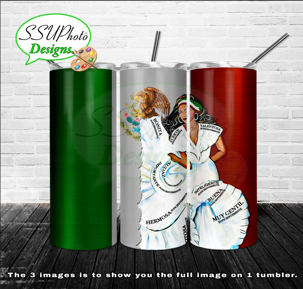 Mexico Girl 20 oz and 30oz OZ Skinny TumblerD Digital Design