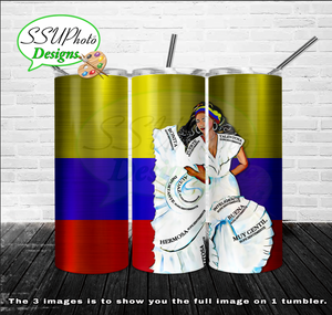 Colombia Girl 20 oz and 30oz OZ Skinny TumblerD Digital Design